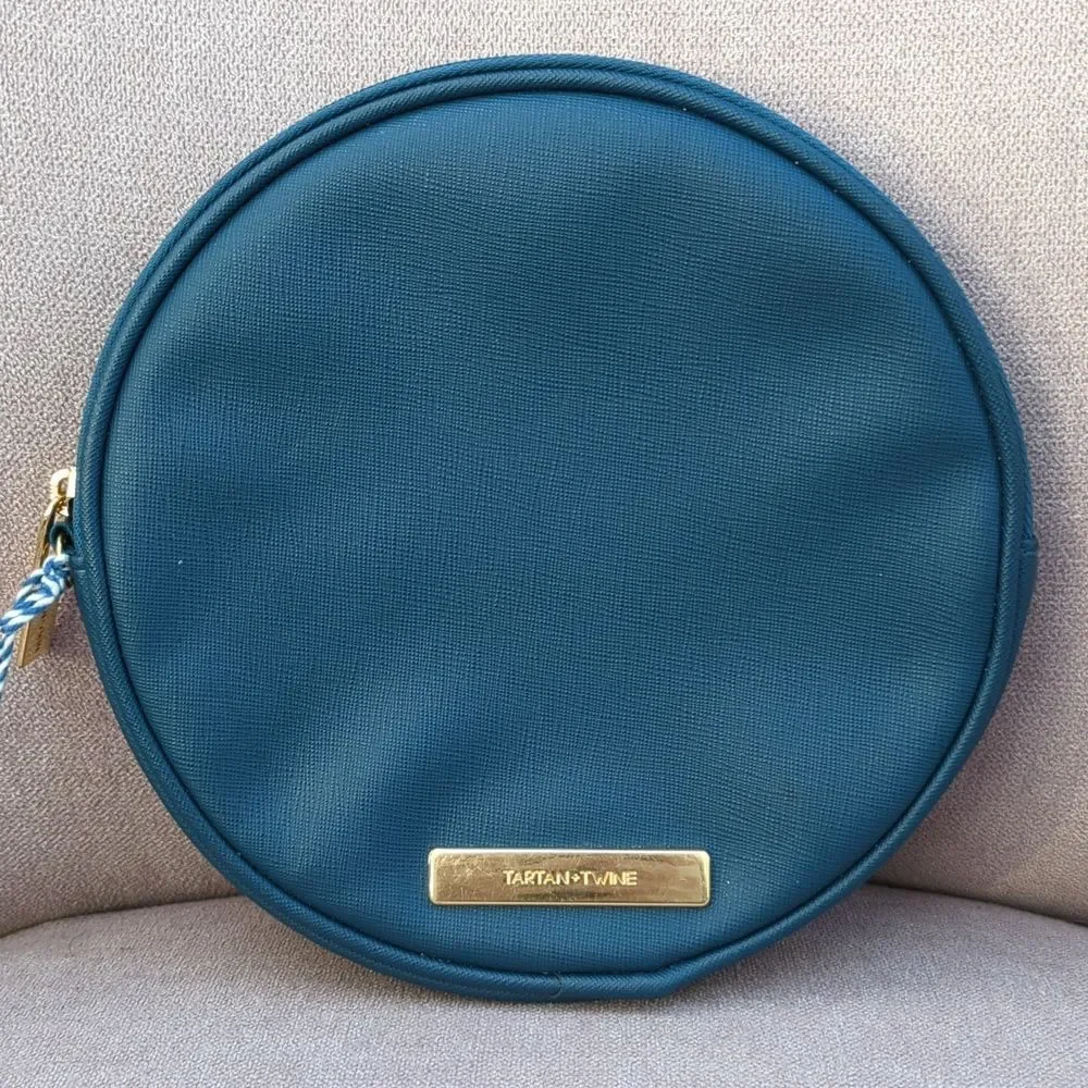 Ulta Tartan + Twine Navy Blue Round Clutch NWT